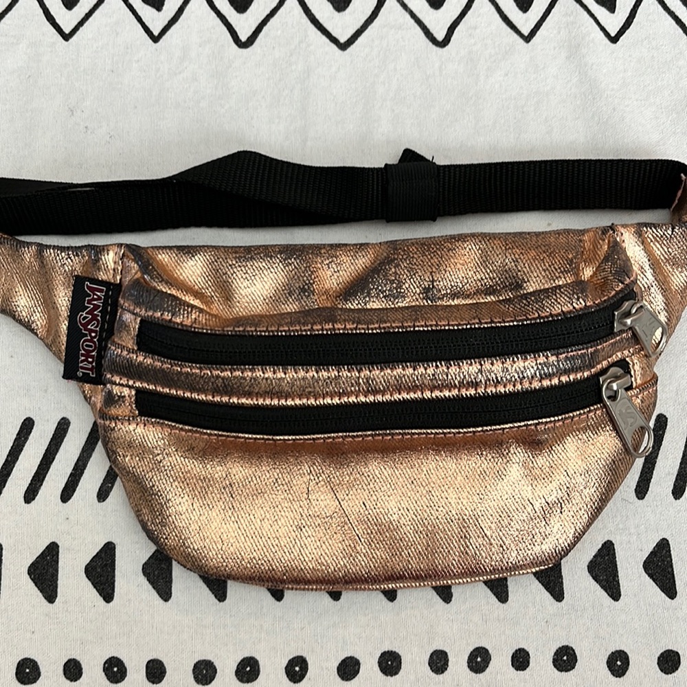 Gold chrome Jansport fanny pack